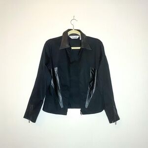Vegan Leather-Trim Cotton Lightweight Jacket